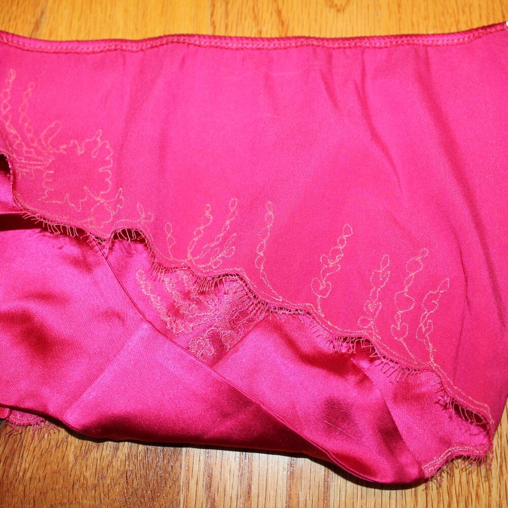 Carine Gilson panty Medium hot pink Chantilly lace trim stretch silk satin NWOT - Picture 8 of 11